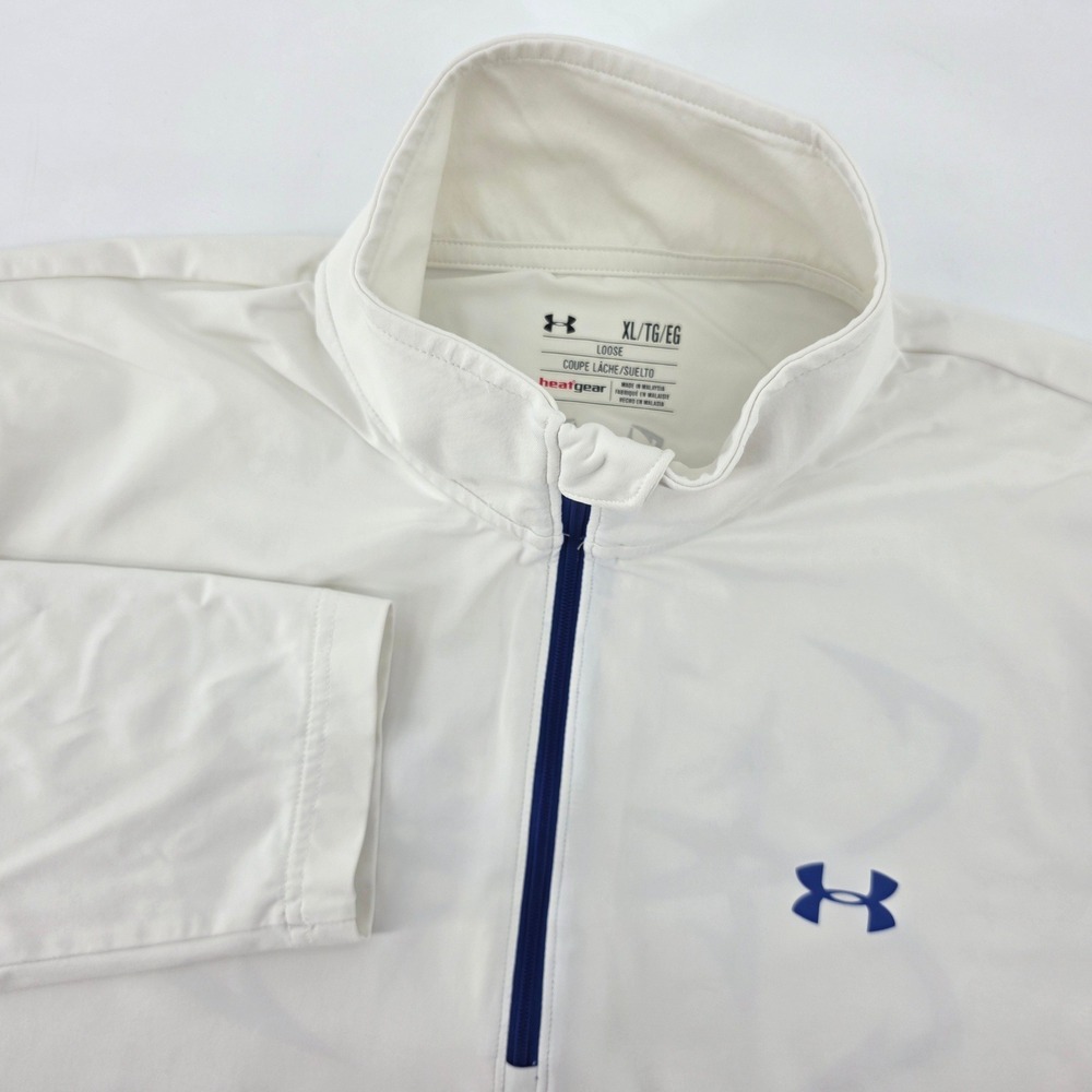 Under Armour Mens XL‎ HeatGear 1/4 Zip Pullover White Fishing Golf Long Sleeve